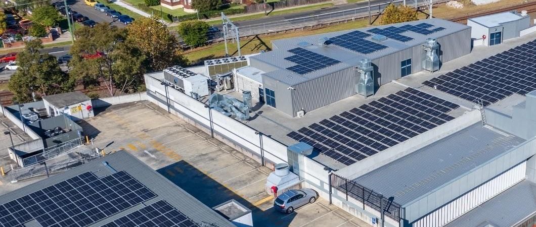 Commercial factory roofs with rooftop solar